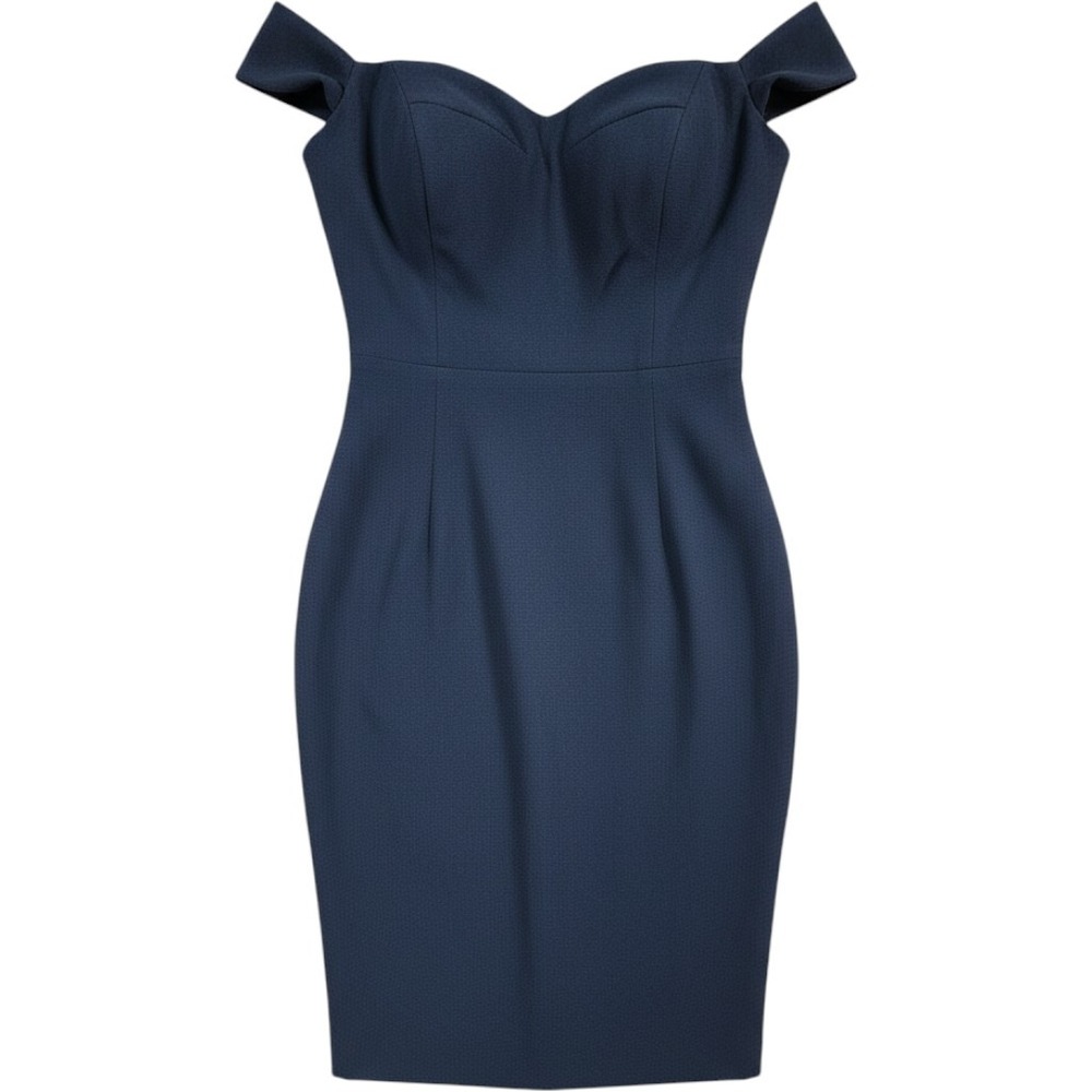 Dress The Population Bailey Dress Womens Medium Navy Blue Off Shoulder Sheath